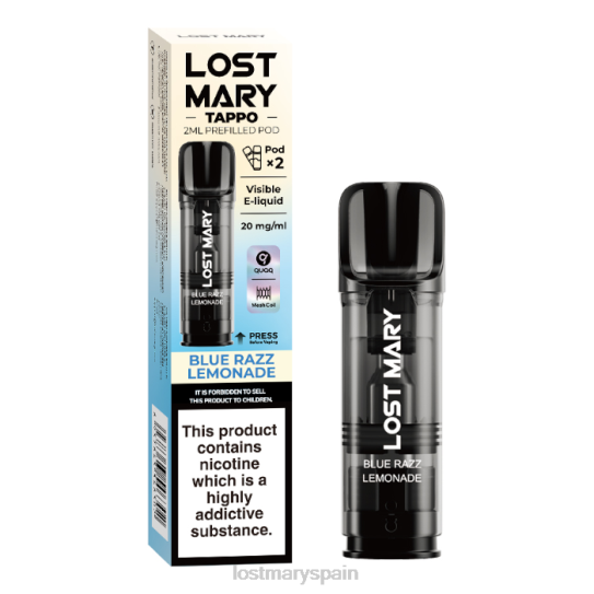 Lost Mary Vape- Z88TH181 limonada azul razz vainas precargadas de miss mary tappo - 20 mg - paquete de 2