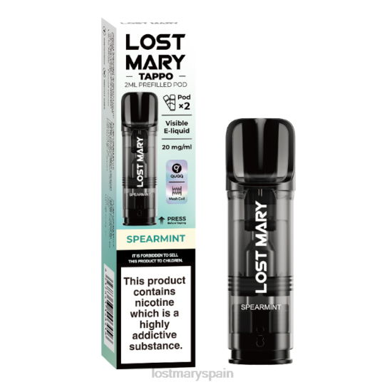 lost mary spain- Z88TH176 menta verde vainas precargadas de miss mary tappo - 20 mg - paquete de 2